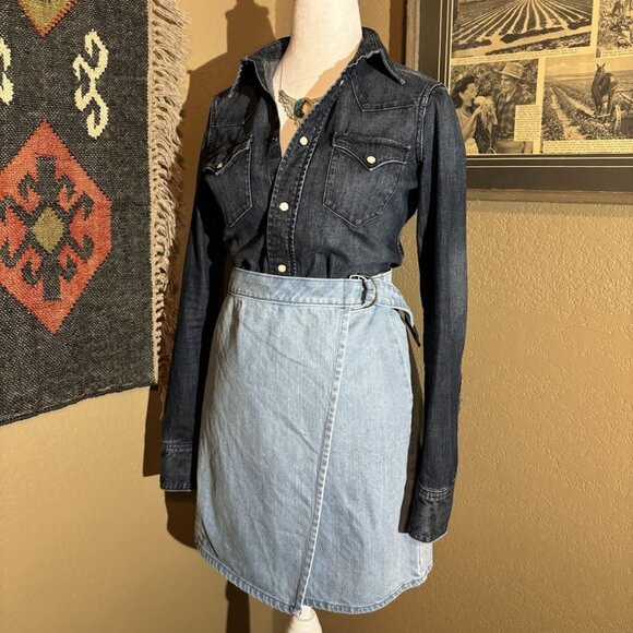 Denim Wrap Skirt Size 2 (Small) - Picture 2 of 4